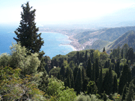 Blick vom Stadtpark Taormina